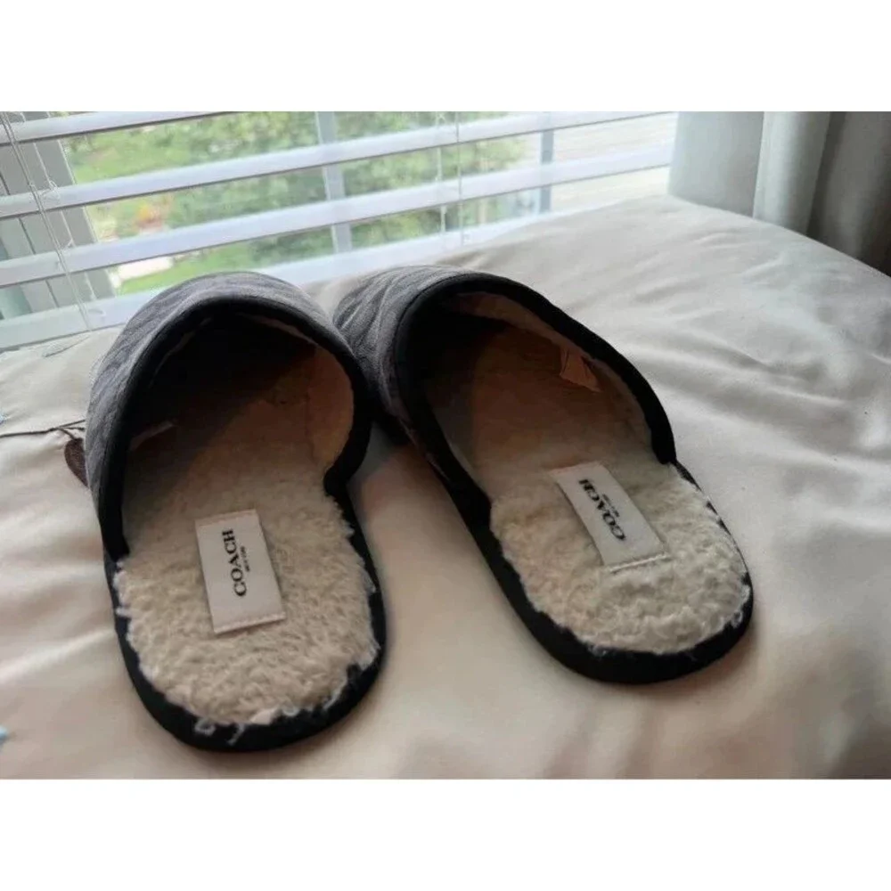 Coach Signature Canvas & Fleece House Slippers / Mules WOMEN